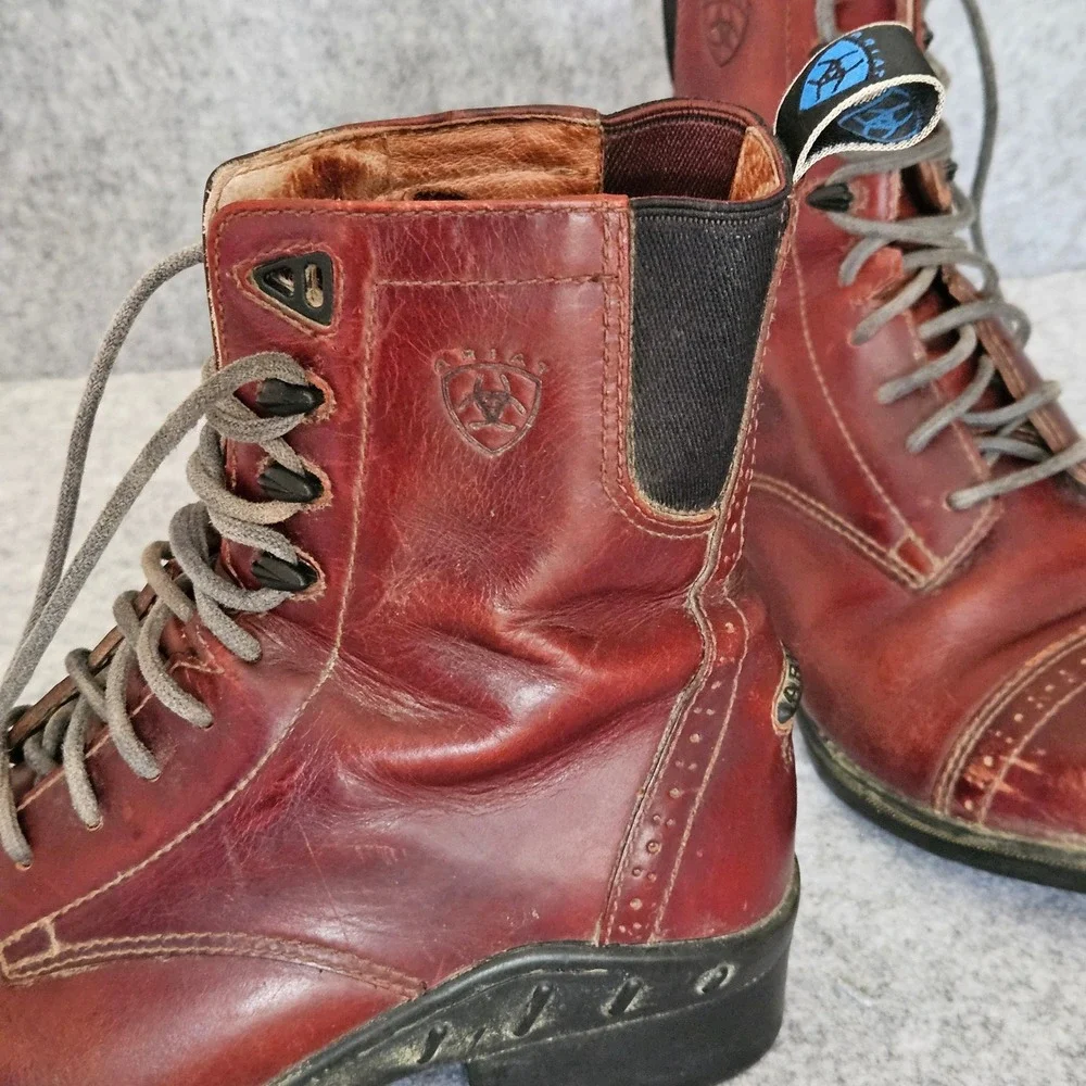 Ariat Heritage Paddock Boots Womens 7B Burgundy Leather Lace Up Cap Toe - Picture 10 of 11